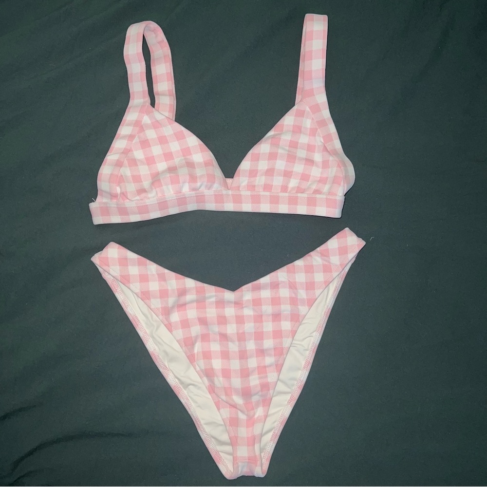 Frankie’s Bikinis - Pink Gingham Set Size Large
